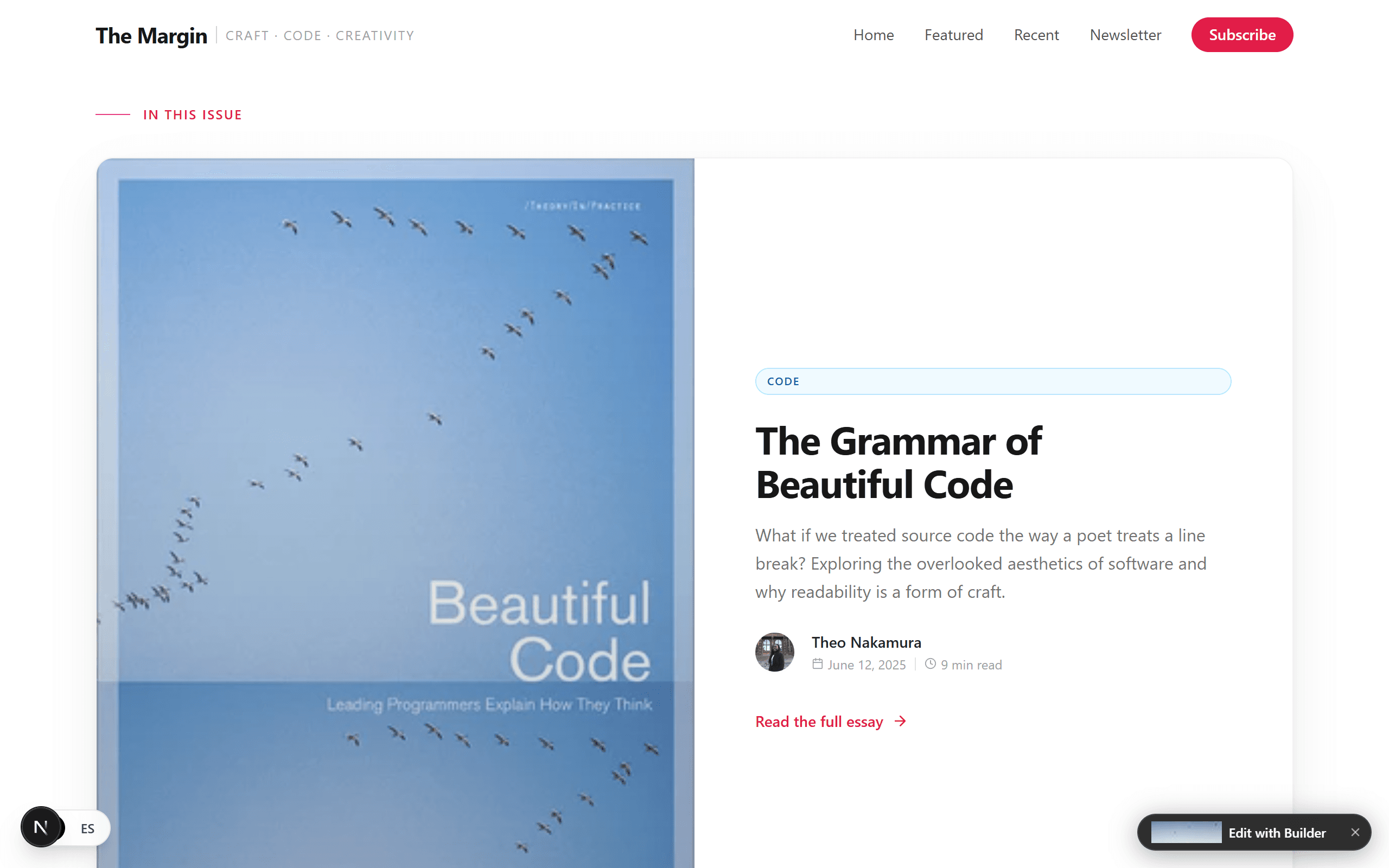 A responsive editorial website designed for desktop and mobile screens