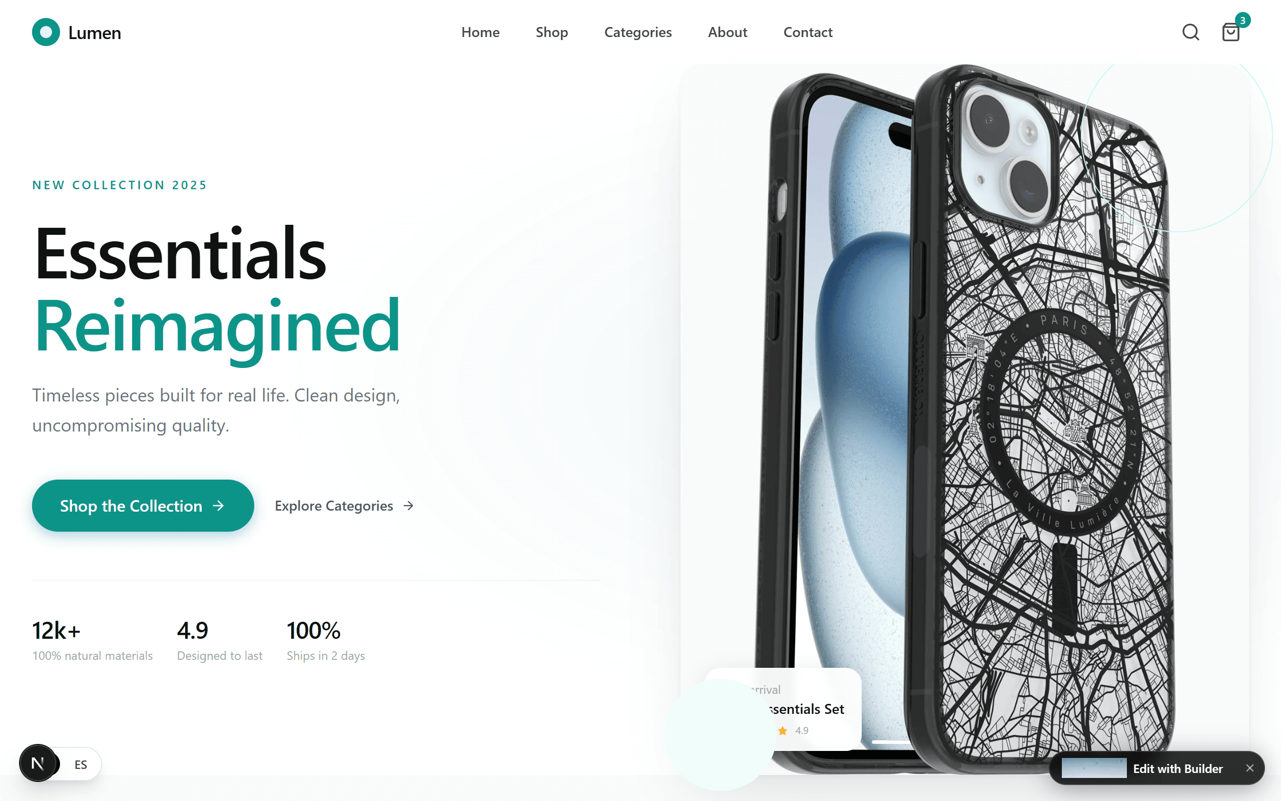 A polished ecommerce website concept generated with Builder